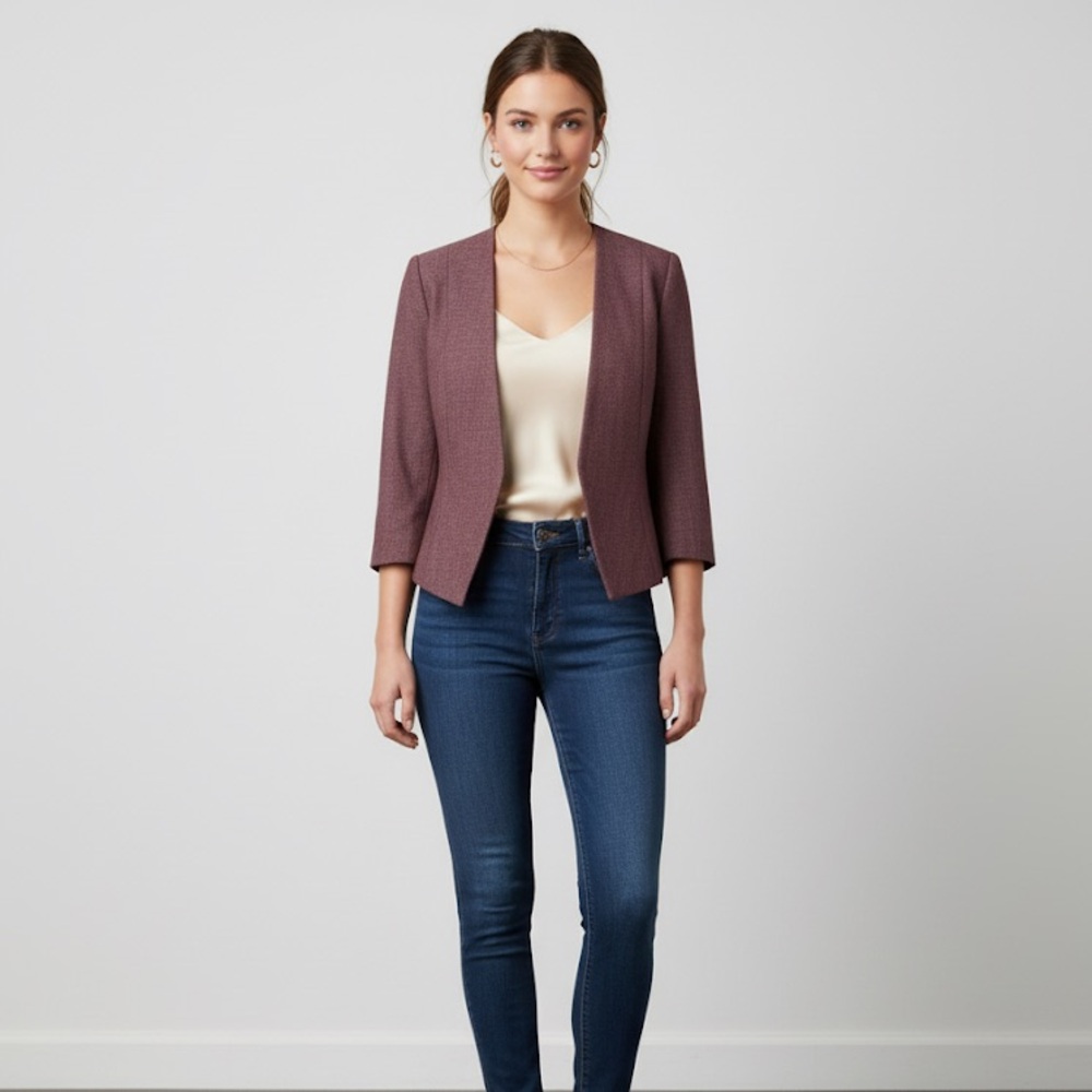 Express Maroon Open-Front Blazer